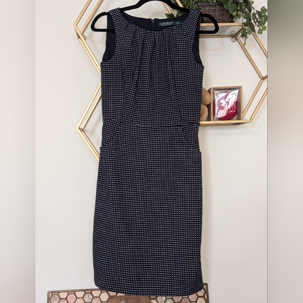 Lauren Ralph Lauren Navy Knee-Length Sleeveless Sheath Dress 4